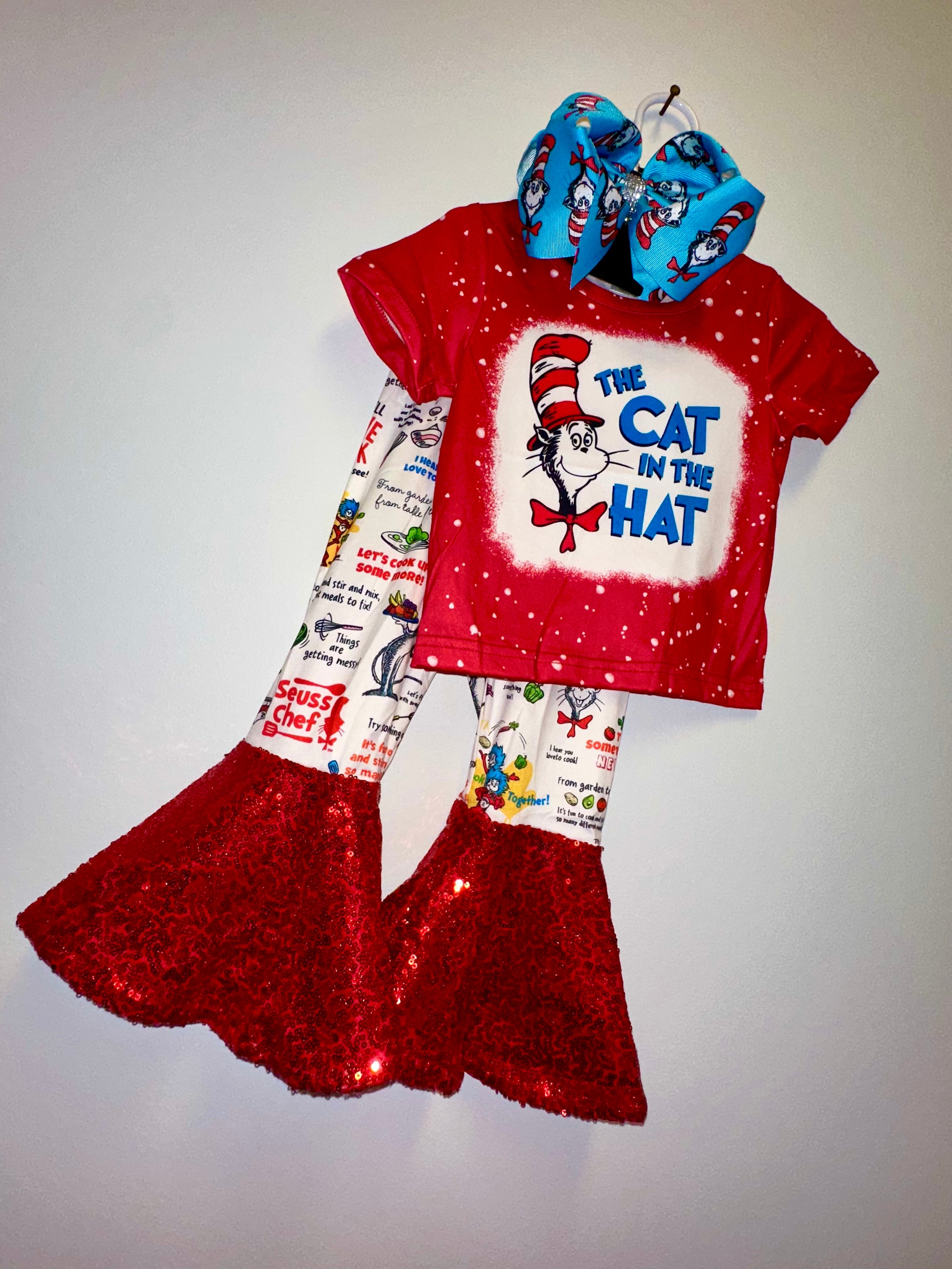 Cat in the Hat Dr. Seuss bell bottom outfit